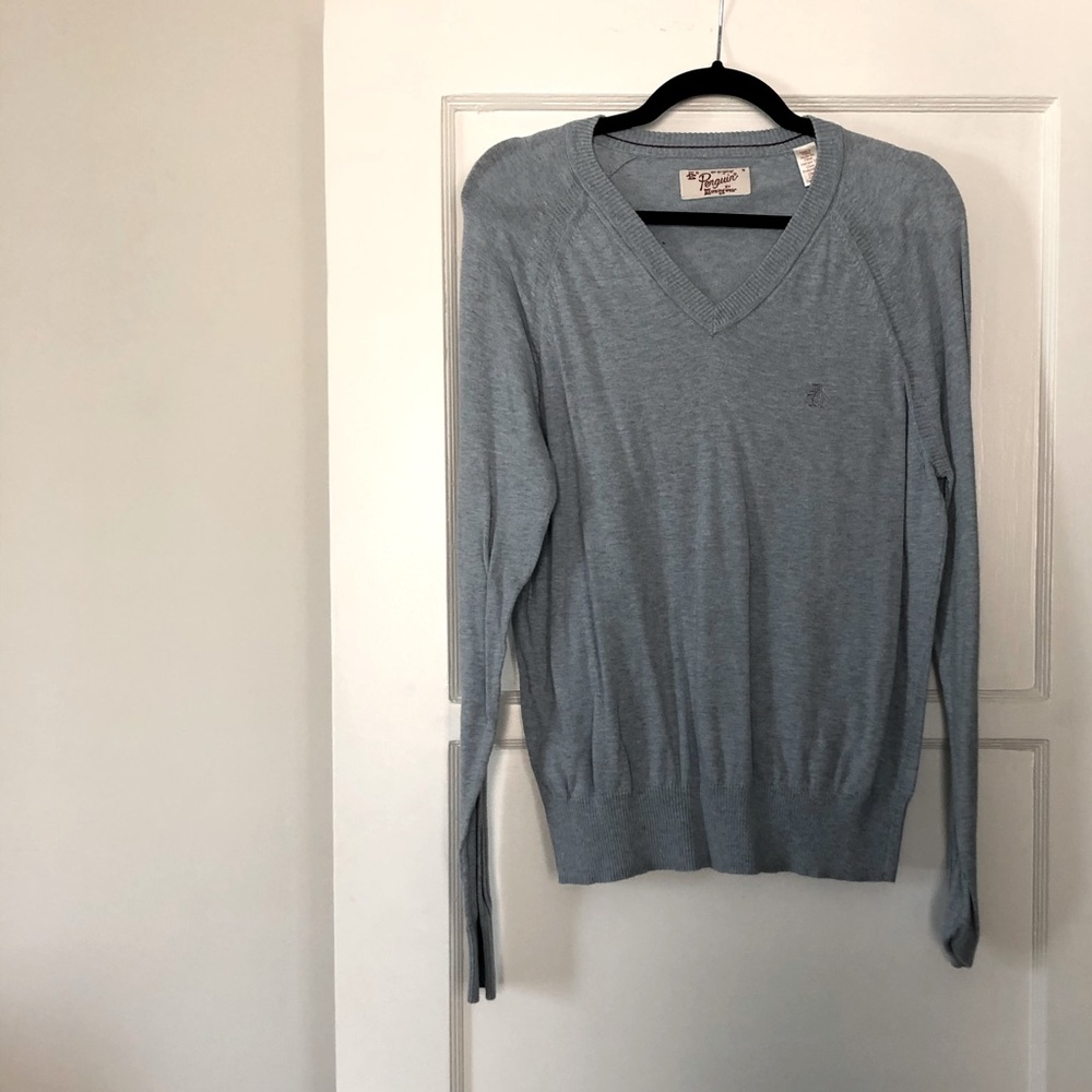 Penguin light blue v-neck pullover - Men’s M